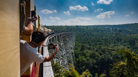 Gokteik, Myanmar - January 5, 2014: Gokteik Viaduct, at 318ft high and 2257ft across, the second-highest railway bridge in the world, Myanmarのeditorial素材