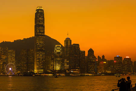 Sunset view at Victoria Harbor, Hong Kong