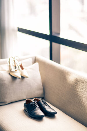 bridal shoes White Groom Shoes Blackの写真素材