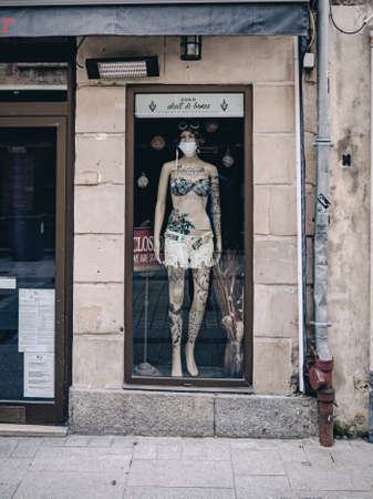 Caen, France, February 20, 2021. Tattoo studio in Caen in Normandyのeditorial素材