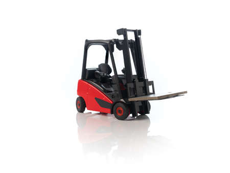 forklift, close up photo with details, white background, mirror image, warehouse equipment, heavy...