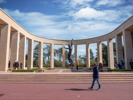 COLLEVILLE-SUR-MER, France - March 2021: Tourists visiting "The Garden of the Missing" at the American Cemetery from the Battle of Normandy during World War II.のeditorial素材