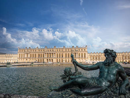 VERSAILLES, FRANCE, MAY, 2021. Statue of le Rhone on the ground floor of Versailles water, each of these nymphs represents a river in France.のeditorial素材