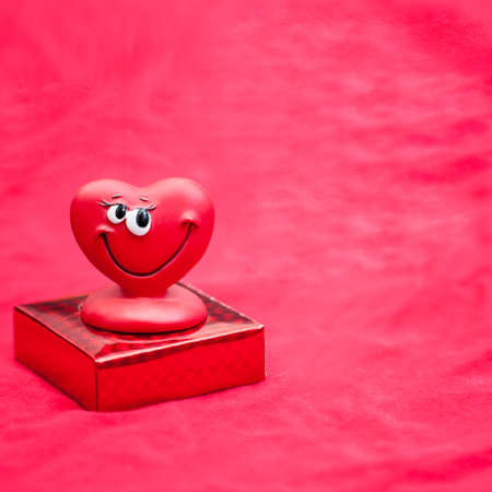 Valentines Day with happy love heart on a celebratory boxの写真素材