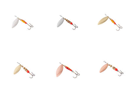 Fishing bait set isolated on white backgroundの写真素材