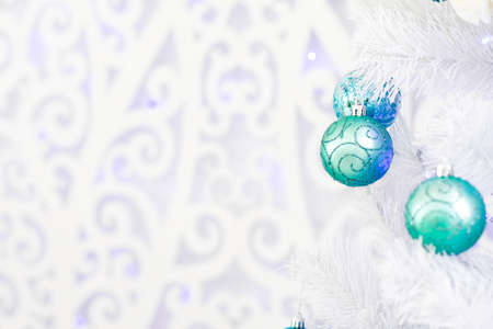 New Year's interior in light blue tones. Background for greeting cardの写真素材