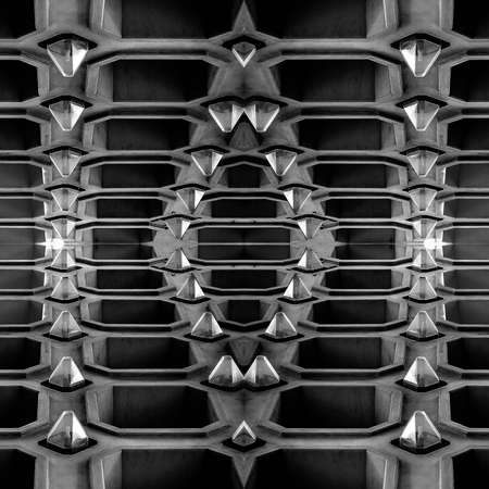 abstract concrete structure with lanterns black and white geometric backgroundの写真素材