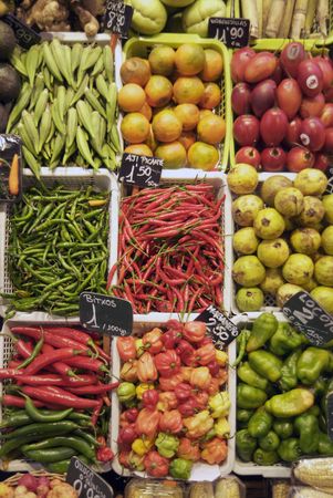 Fresh vegetables at the Boqueria, Barcelona's largest organic marketの写真素材