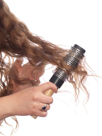 Female long hair isolated on whiteの写真素材
