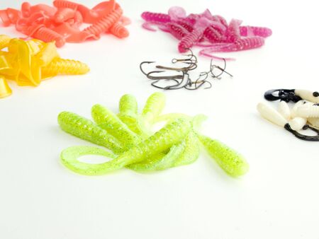Fishing lures isolated on whiteの写真素材
