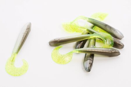 Fishing lures isolated on whiteの写真素材