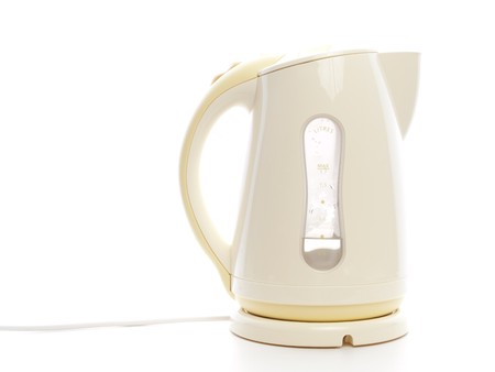 electric kettle isolated on whiteの写真素材