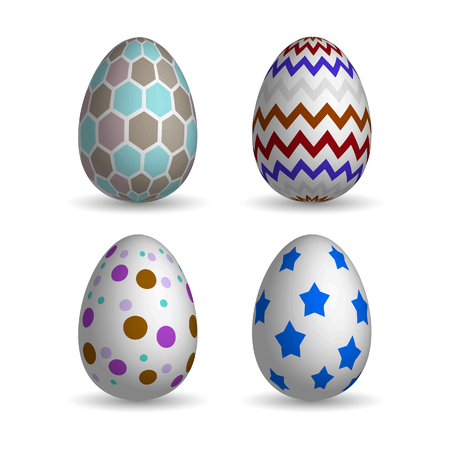 realistic easter eggs setのイラスト素材