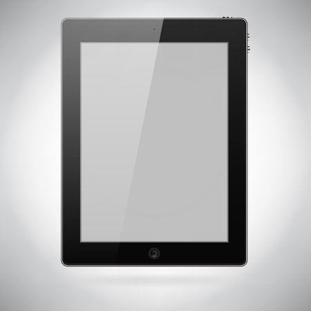 Realistic Tablet PC With Blank Screen. Vertical, Black. Isolated On White Background. Vector Illustrationのイラスト素材