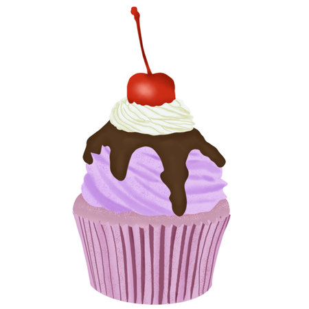 purple cupcake with lycheeの写真素材