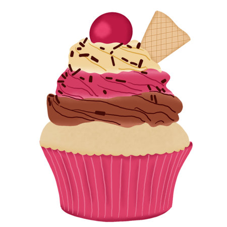 sweet cupcake with biscuitの写真素材