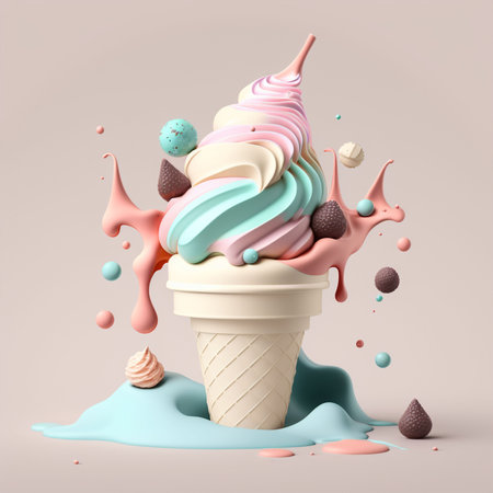 3d ice cream AI generatedの素材