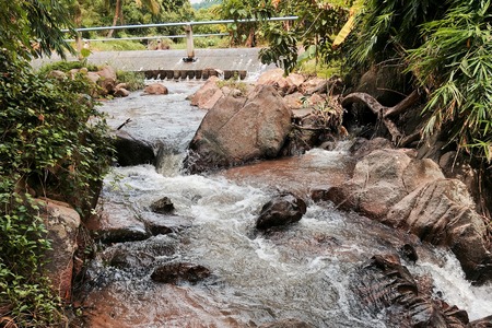 Countryside, the weir on the river for agriculture. Thailand.の写真素材