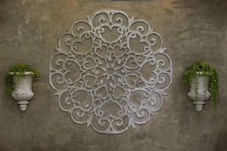 Texture and pot plant on the wall.の写真素材