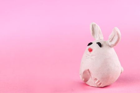 Clay dolls of Easter Day. Love and happiness at Easter and always. Happy Easter Day on April.の写真素材