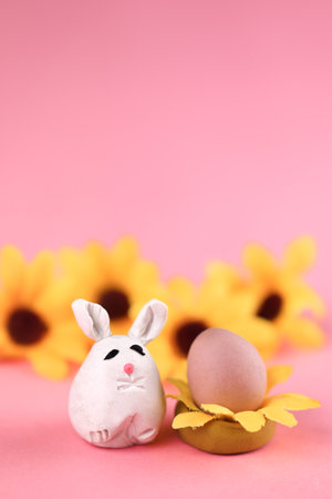 Clay dolls of Easter Day. Love and happiness at Easter and always. Happy Easter Day on April.の写真素材