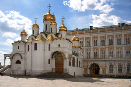 Church of the Annunciation in front of office buildings at the Kremlin.の写真素材
