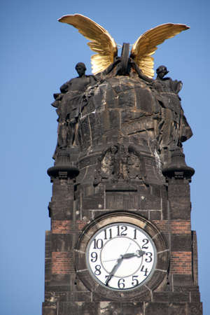 Clock tower of Prague's old Main railway station.の写真素材