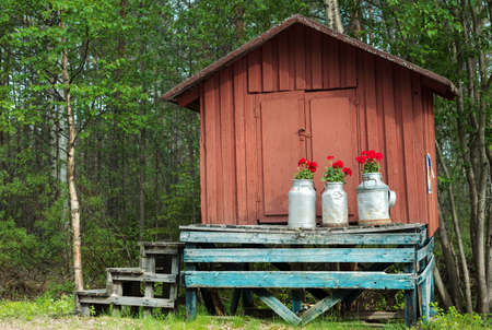 Cute little roadside scenery typical for Lapland.の写真素材