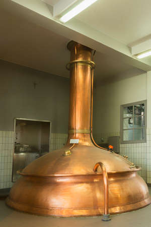 Brewing vessel as seen at Brewery De Brabandere in Bavikhove, Belgium のeditorial素材