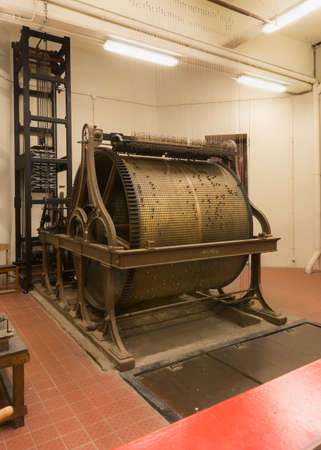 Antique automated wheel that rings the bells of Ghent Belfry Tower のeditorial素材