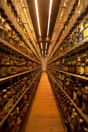 COPENHAGEN, DENMARK - CIRCA SEPTEMBER 2010: World\'s largest collection of +15 thousand beer bottles at Carlsberg brewery.のeditorial素材