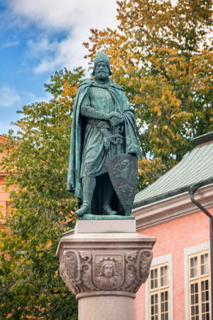 STOCKHOLM, SWEDEN - CIRCA SEPTEMBER 2010: Statue of Birger Jarl on obelisk at Riddarholmen. He's the founder of Stockholm.のeditorial素材