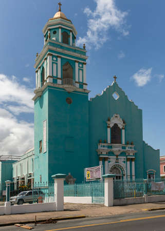 SAN JUAN, PUERTO RICO - MARCH 14, 2015: Church of the Universidad del Sagrado Corazon, a private Catholic college. Teaches in English and Spanish and is part of an education group in the Americas.のeditorial素材
