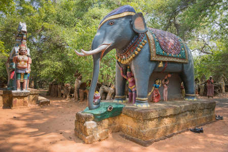 Chettinad, India - October 16, 2013: Ayyanar, village protector Horse shrine of Namunasamudran....