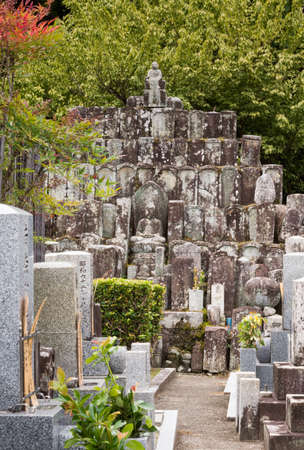 Kyoto, Japan - September 15, 2016: Adjacent to the Shinnyo-do Buddhist Temple is a large cemetery...