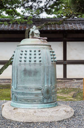 Kyoto, Japan - September 19, 2016: One of two large, bronze, historic bells on display in the courtyard of Nijo Castle.のeditorial素材