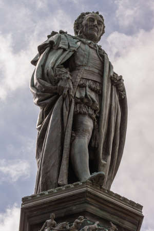 Edinburgh, Scotland, UK - June 14, 2012; Fish eye shot on Statue of Walter Montagu Douglas Scott, Duke of Buccleuch on Parliament Square. cloudscape.のeditorial素材