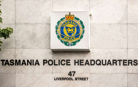 Hobart, Tasmania, Australia - December 14, 2009:  Closeup of logo and name displayed on Tasmania...