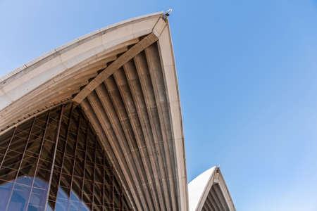 Sydney, Australia - February 11, 2019: Detail of white roof structure of Sydney Opera House against deep blue sky. 10 of 12.のeditorial素材