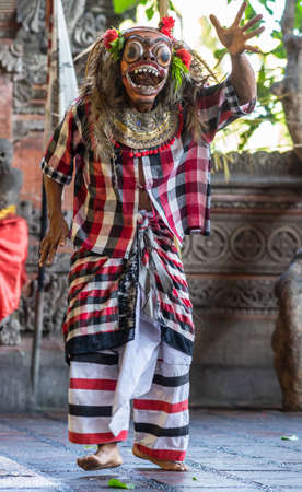 Banjar Gelulung, Bali, Indonesia - February 26, 2019: Mas Village. Play on stage setting. Closeup of...