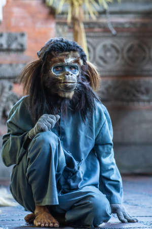 Banjar Gelulung, Bali, Indonesia - February 26, 2019: Mas Village. Play on stage setting. Closeup of...