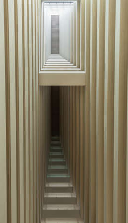 Singapore - March 21, 2019: Two tower gently grow into each other at each of the three sections of Marina Bay Sands hotel and casino. Inside white structure. one lets in light.のeditorial素材