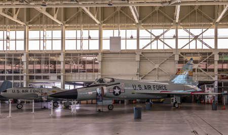 Oahu, Hawaii, USA. - January 10, 2020: Pearl Harbor Aviation Museum. Gray fighet jet 53366 in...