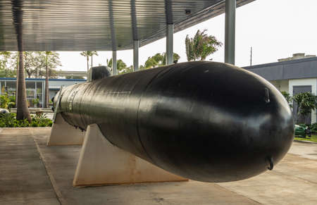 Oahu, Hawaii, USA. - January 10, 2020: Pearl Harbor. Big black One-man Japanese suicide or Kamikaze...