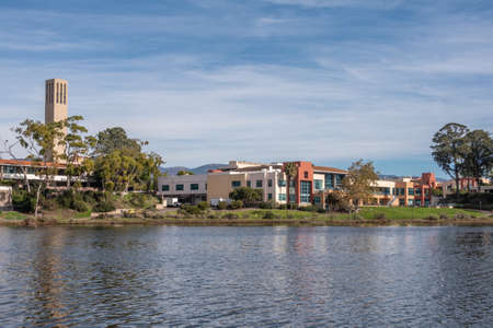 Goleta, CA, USA - January 2, 2020: UCSB, University California Santa Barbara. Storke Bell Tower and...