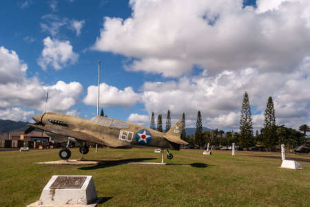 Oahu, Hawaii, USA. - January 10, 2012: Wheeler Air Force Base. Historic war plane on display on...