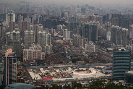 Shanghai, Pudong, Lujiazui, China - May 4, 2010: Large surface area prepared for constructing...