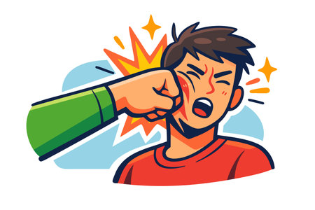 Angry young man screaming in rage. Vector illustration in cartoon styleのイラスト素材