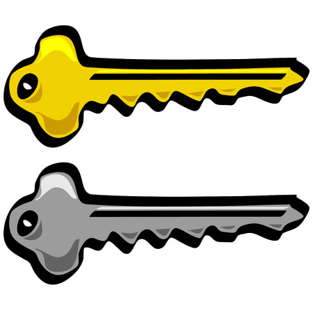 Keys cartoon isolated vector style gold and silverのイラスト素材