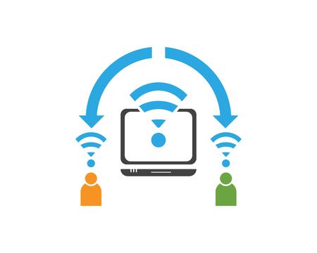 Wire Less Sharing   To People From Computer Logo Designのイラスト素材